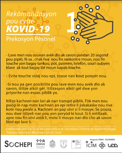 Lee más sobre el artículo Colaboración con SOCHEPI en traducción de infografías informativas sobre COVID-19 al Creol