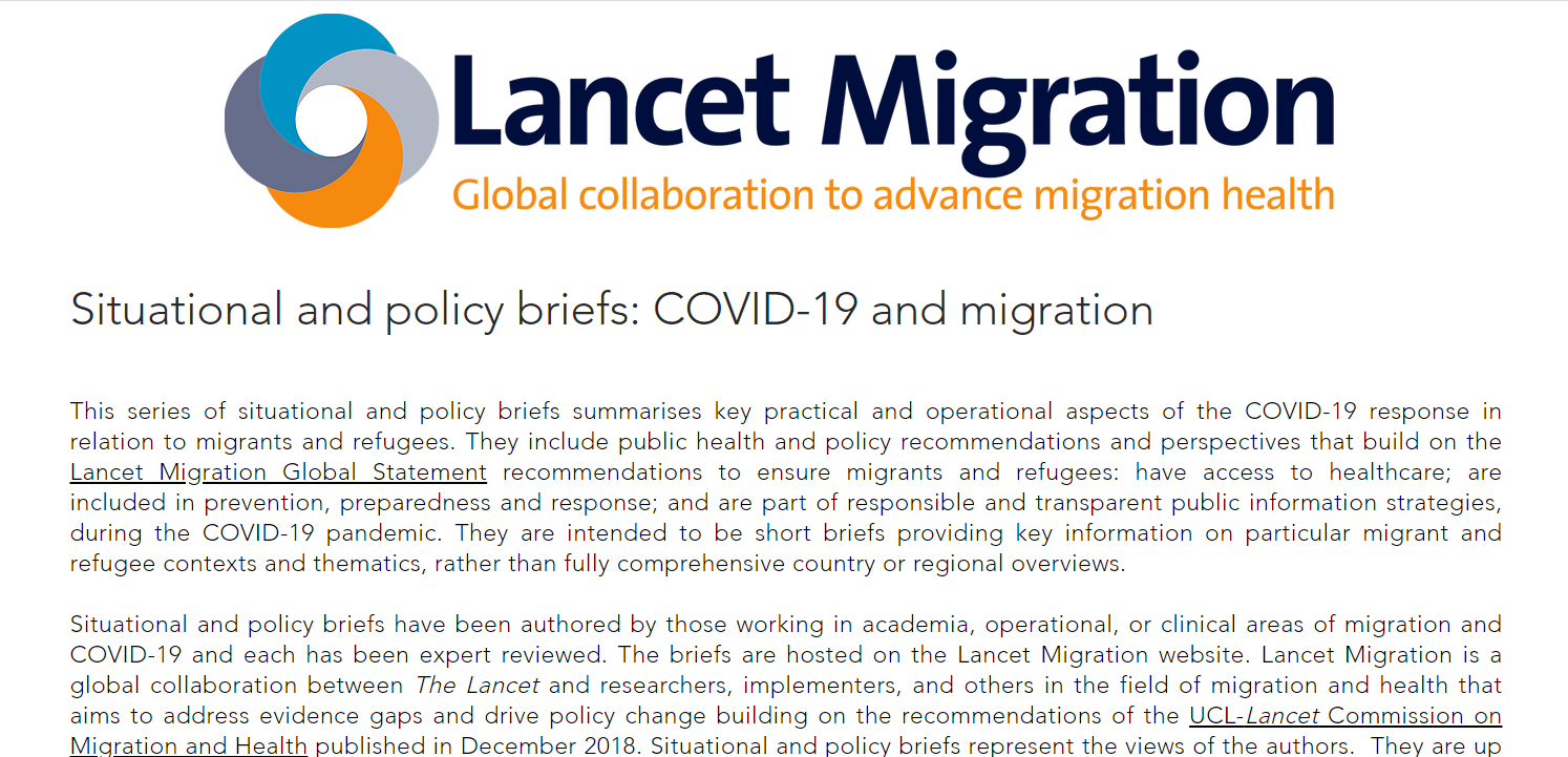 Lee más sobre el artículo Reporte situacional de caso migrantes internacionales en Chile durante la pandemia por COVID-19 publicado en web Lancet Migration