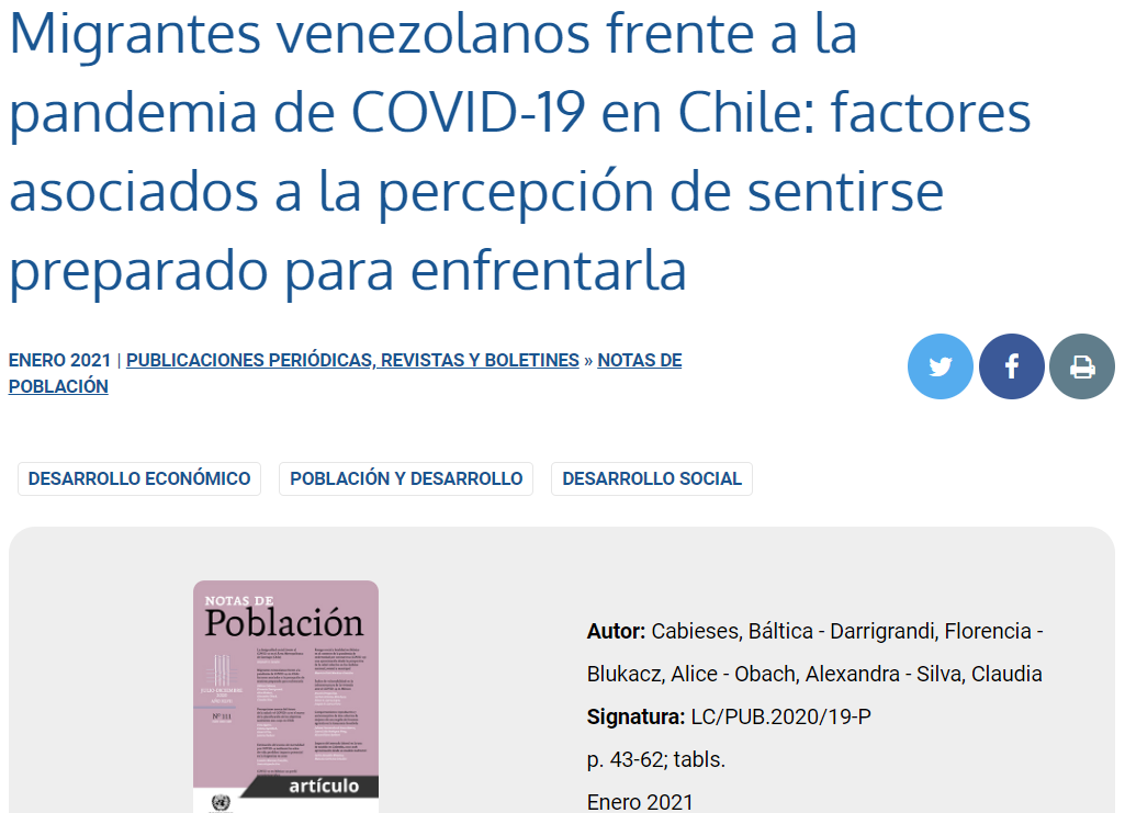 Lee más sobre el artículo Publicación artículo científico sobre COVID-19 y migrantes internacionales