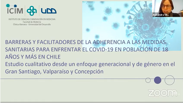 Lee más sobre el artículo Seminario difusión de resultados estudio sobre adherencia a medidas sanitarias para enfrentar COVID-19 liderado por investigadora PROESSA