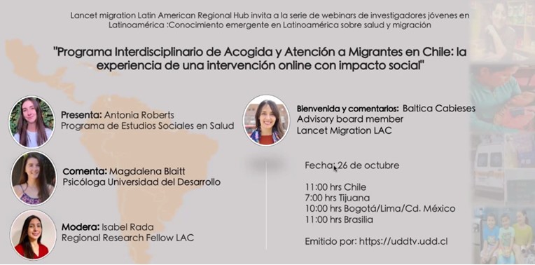 Lee más sobre el artículo Participación equipo PROESSA UDD en Seminario web Lancet Migration Latin America