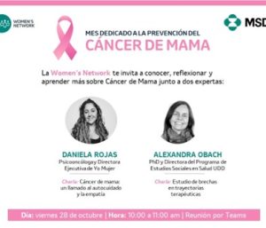 Lee más sobre el artículo Participación investigadora PROESSA UDD en Webinar de Women´s Network sobre cáncer de mama