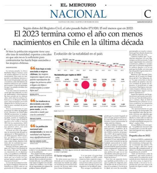 Lee más sobre el artículo Nota de prensa. El 2023 termina como el año con menos nacimientos en Chile en la última década.