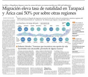 Lee más sobre el artículo Nota de prensa. Migración eleva tasa de natalidad en Tarapacá y Arica casi 50% por sobre otras regiones.